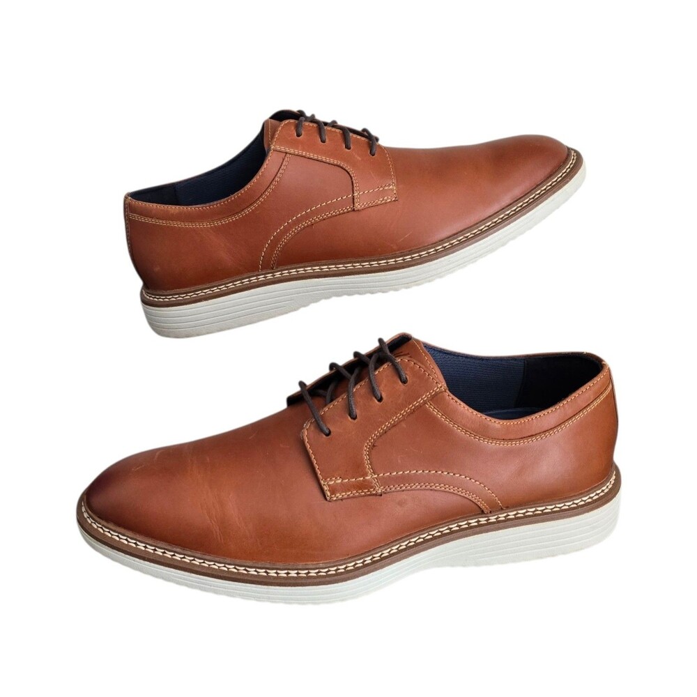 Johnston Murphy Oxford Shoes Mens Size 10 Brown Leather Lace Up Tru Foam